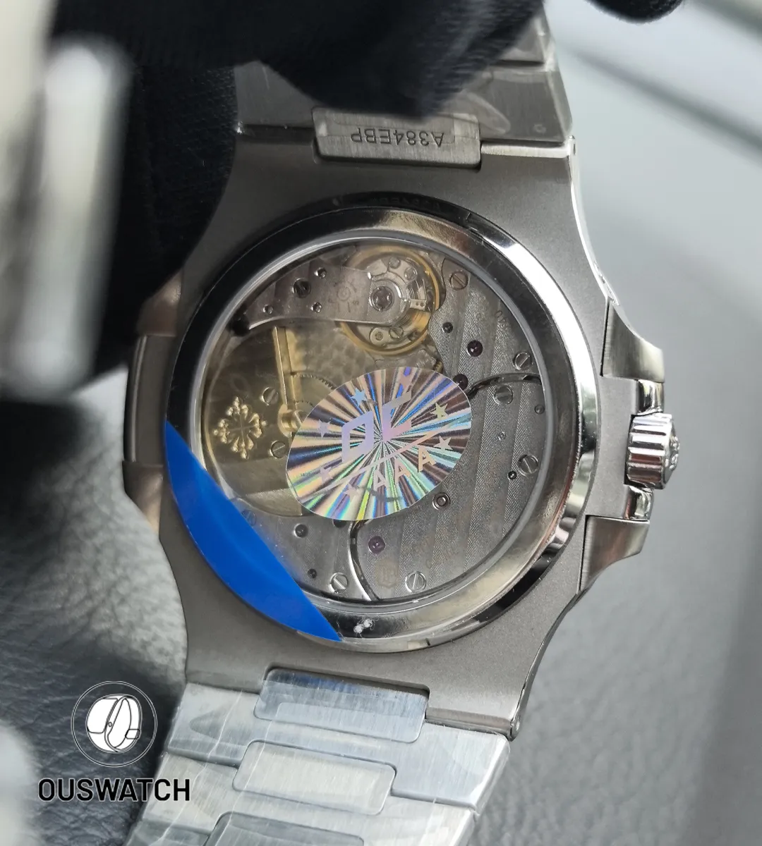 Patek Philippe Nautilus 57121A 001 40mm Blue Dial – Exhibition Caseback Close up