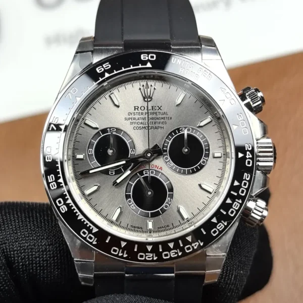 Rolex Daytona Ghost 126519ln-0006 White Gold Oysterflex Steel and Black Dial Super Clone Watch