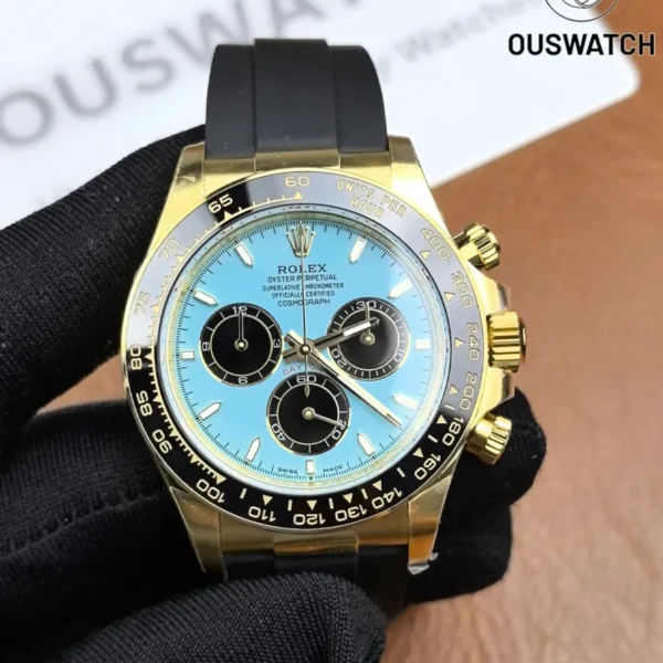 Rolex Daytona Yellow Gold Tiffany Blue 40mm Oysterflex 126518-0014 Super Clone