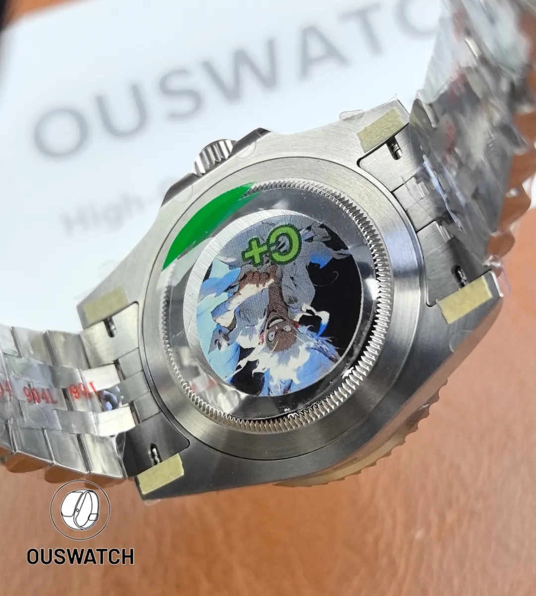 Back view of Rolex GMT-Master II 126710BLRO-0001 showing caseback and bracelet attachment.