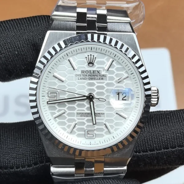 Rolex land dweller White honeycomb dial 127334-0001 40 mm stainless steel​ replica watch