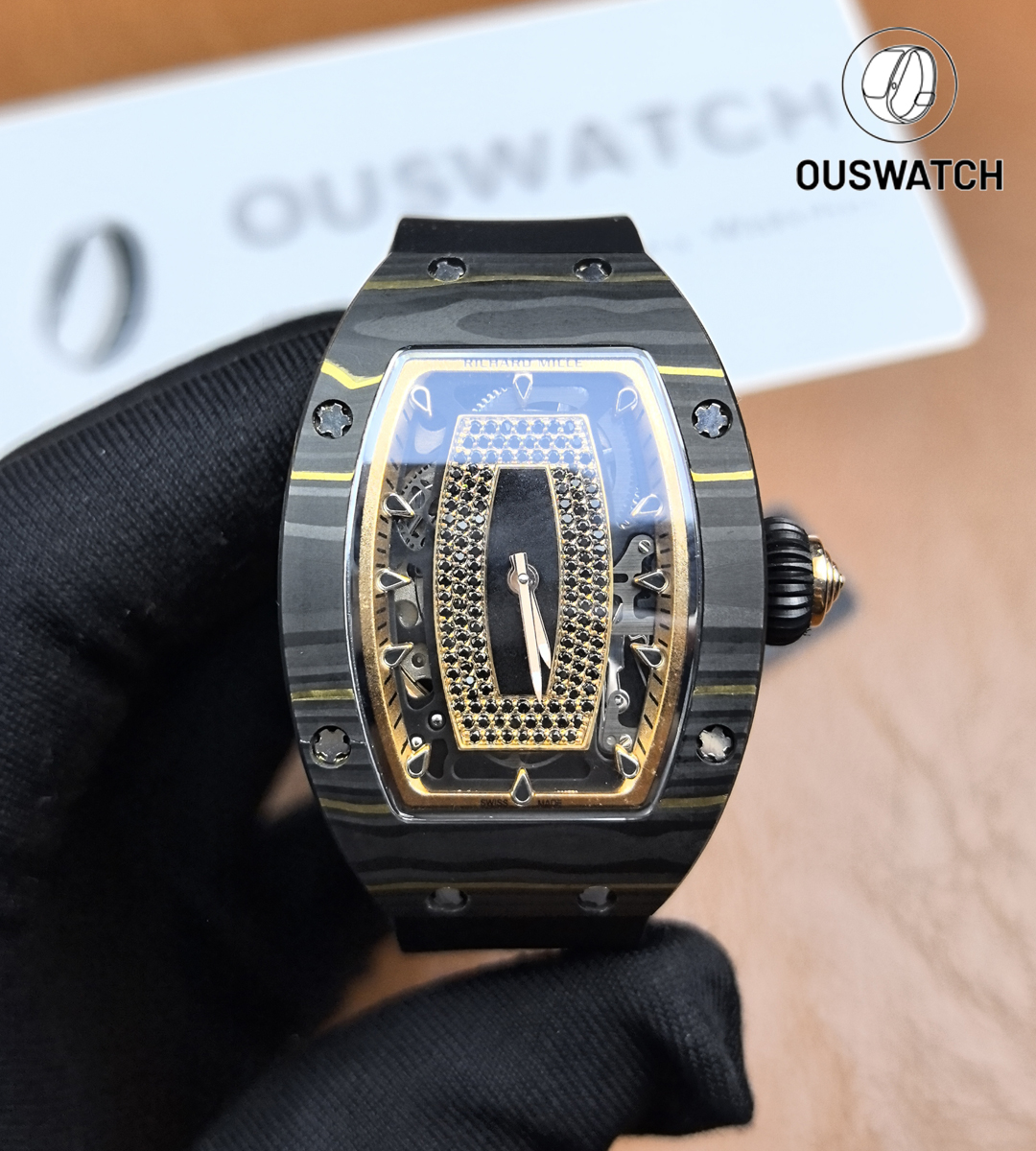 Close composition showing the RM 07-01 rose gold case meeting the dial, highlighting the soft radiance and refined finishing.