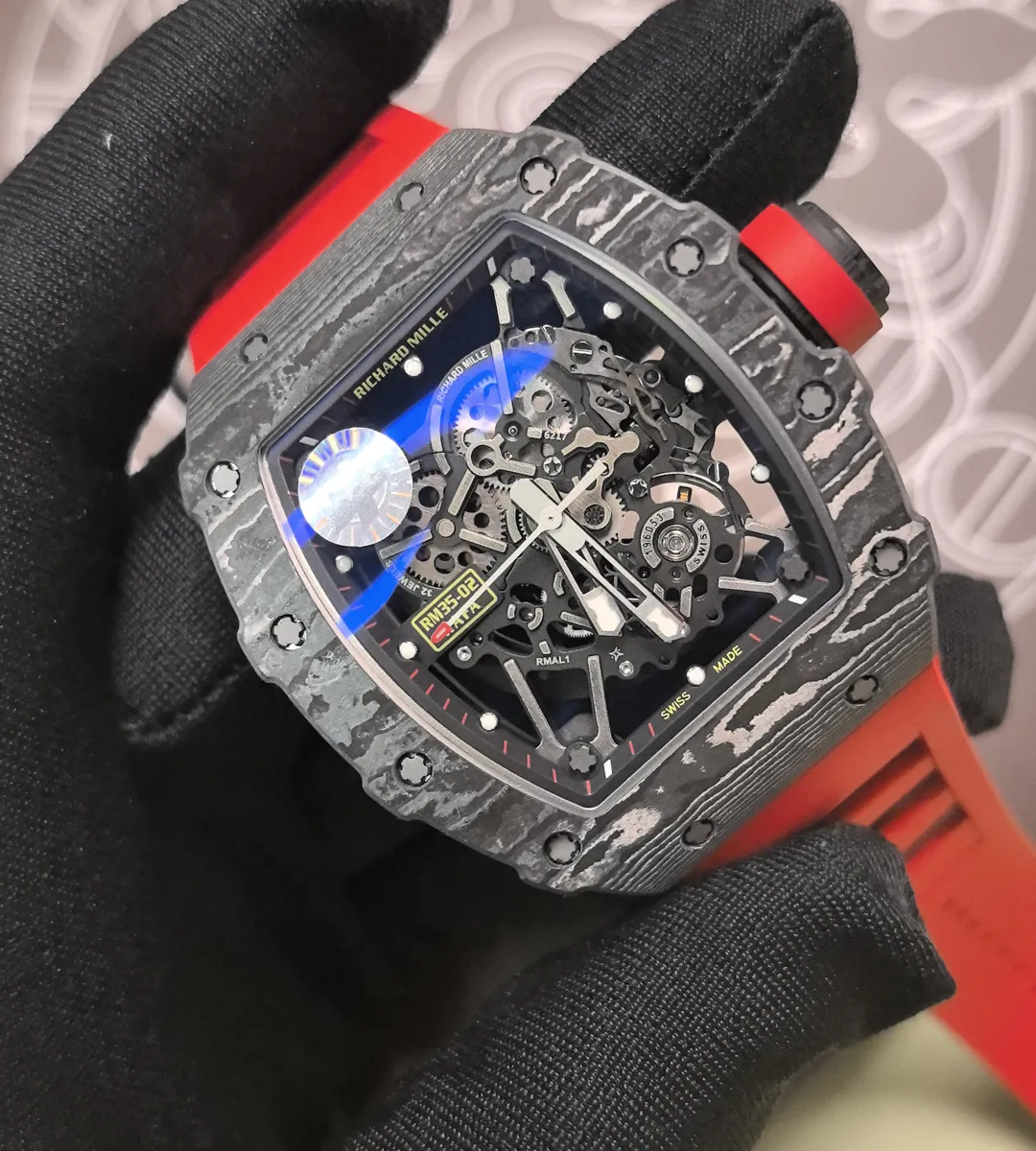 120° angled composition of the RM 35-02 capturing the layered dial depth and the curvature of the case.