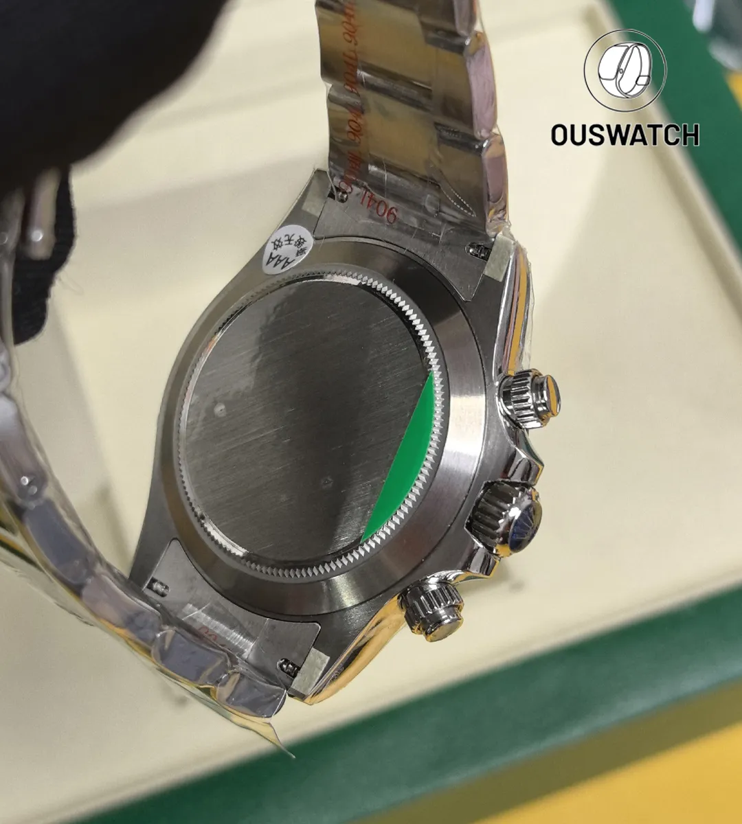 Back view of Rolex Daytona 116500LN black dial chronograph