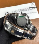 Back view of replica Rolex Daytona 126500LN showing caseback and bracelet attachment.