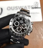 Black-on-black Rolex Daytona 126500LN shown at a 75° front angle.