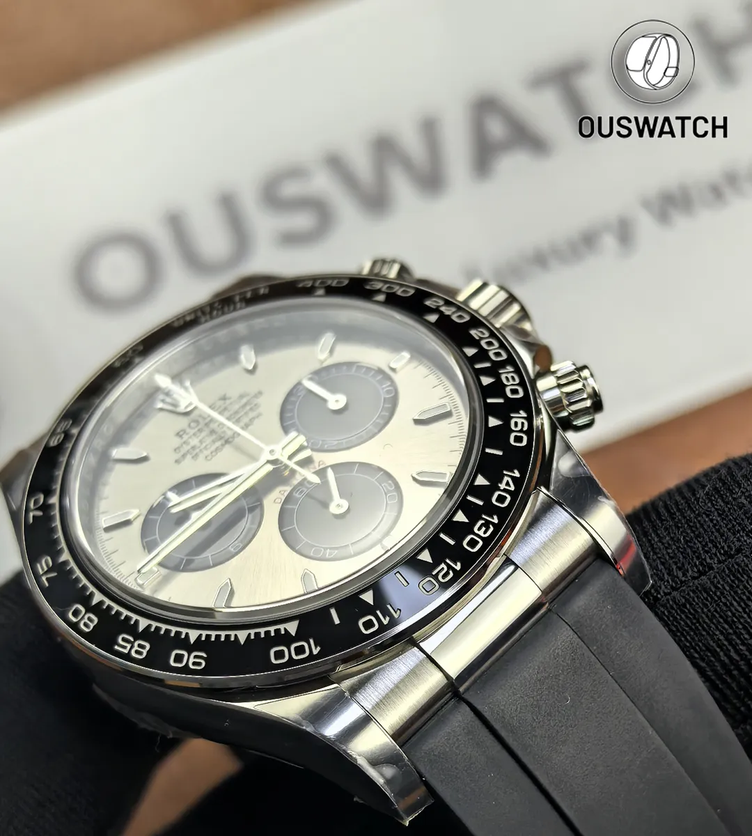 130-degree close-up of the lugs and case profile on Rolex Daytona Ghost 126519LN-0006.