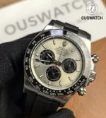 45-degree front view of Rolex Daytona Ghost 126519LN-0006 white gold showing dial and subdials.