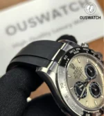 Detail of the lugs and ceramic bezel on Rolex Daytona Ghost 126519LN-0006 white gold.