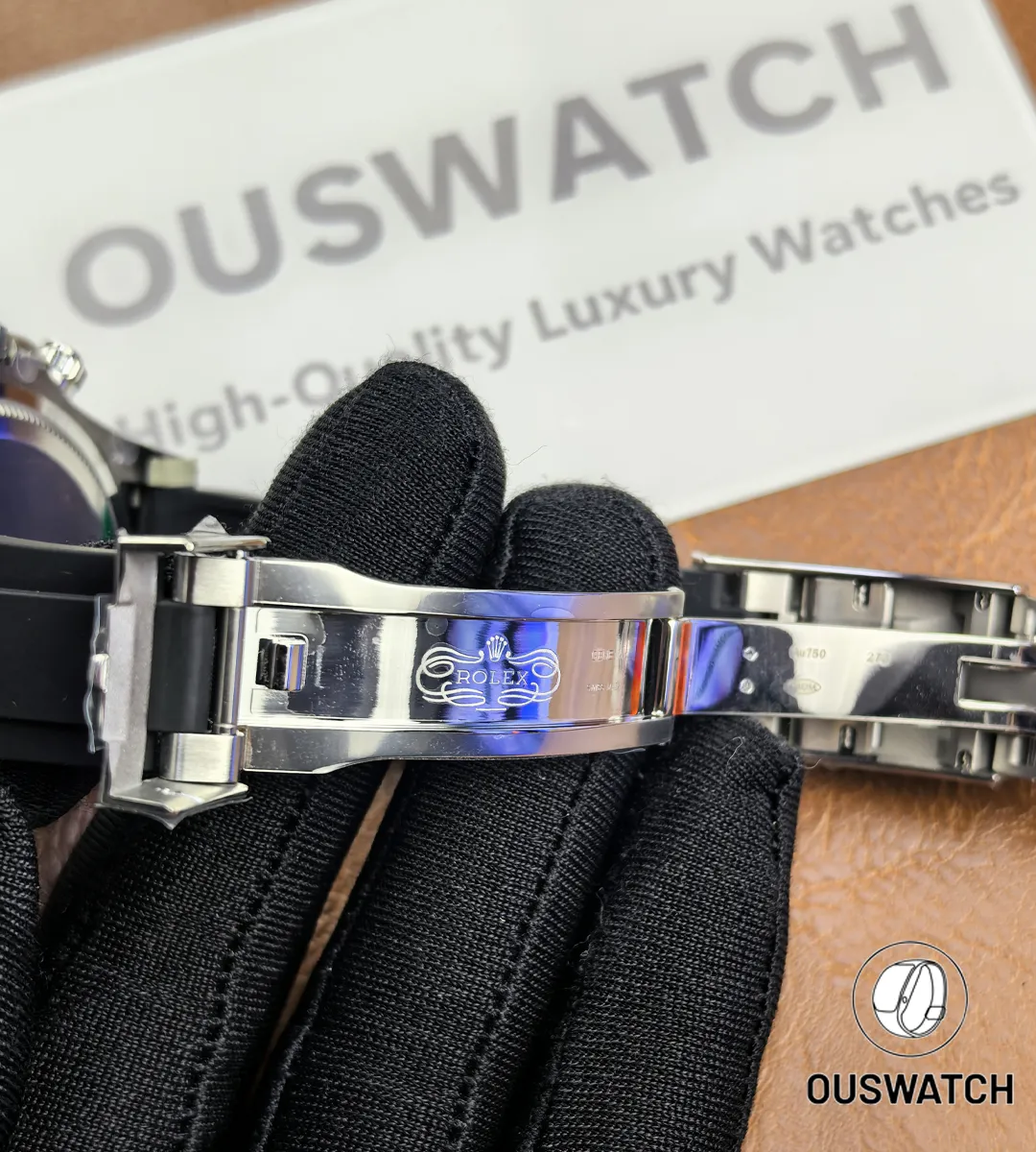 Fully unfolded folding clasp of Rolex Daytona Ghost 126519LN-0006 showing locking mechanism.