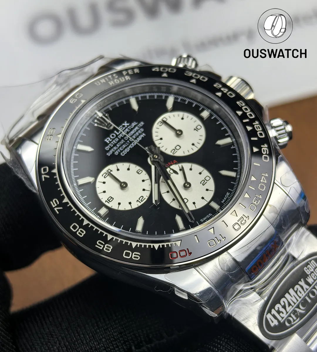 Close-up of the black-and-white dial on Rolex Daytona Le Mans 126529LN-0001 showing subdial detail.