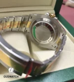 Rear view of the Deepsea 126603 showing the reinforced caseback and endlink junction in two-tone finish.