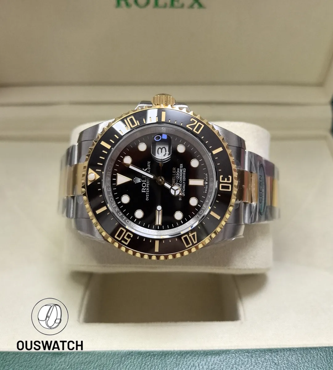 Rolex Deepsea 126603 presented in its watch box, showing packaging and presentation details.
