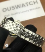 Rolex Land-Dweller 127334-0001 with 904L stainless steel Jubilee bracelet, detailed link finish.