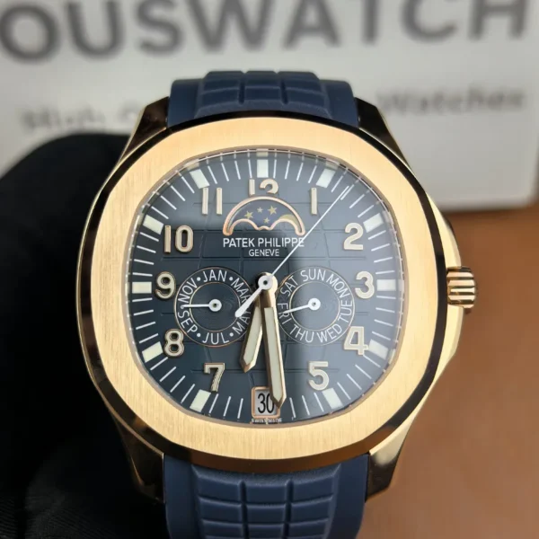Patek Philippe Aquanaut 5261R-001 Moon Phases Luce Rose Gold Blue Dial Super Clone Watch