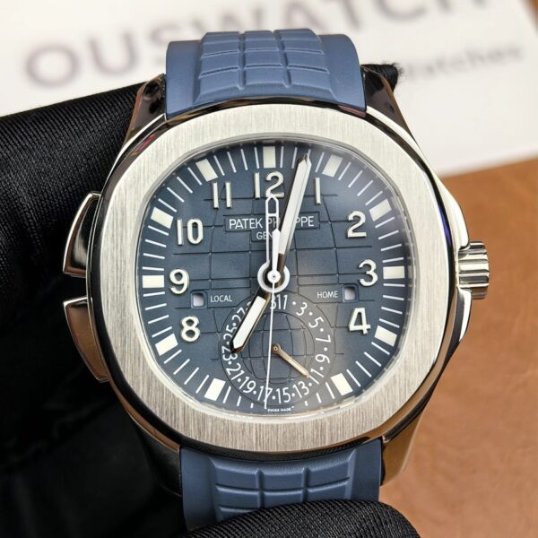 Patek Philippe Aquanaut Travel Time Blue Dial 5164G-001 Rubber Strap Super Clone