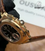 Patek Philippe Nautilus 5980R Rose Gold Moon Phases Crown Detail