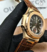 Patek Philippe Nautilus 5980R Rose Gold Moon Phases Lug Detail