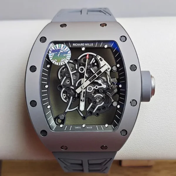 Richard Mille Bubba Watson RM 055 Grey Titanium Skeleton Dial Rubber Strap Limited Replica Watch