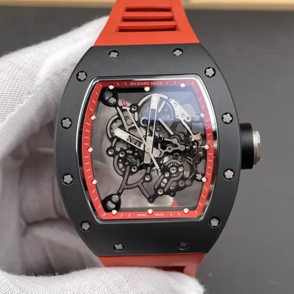 Richard Mille RM 055 Bubba Watson Red Drive Rubber Strap Black Ceramic Replica Watch