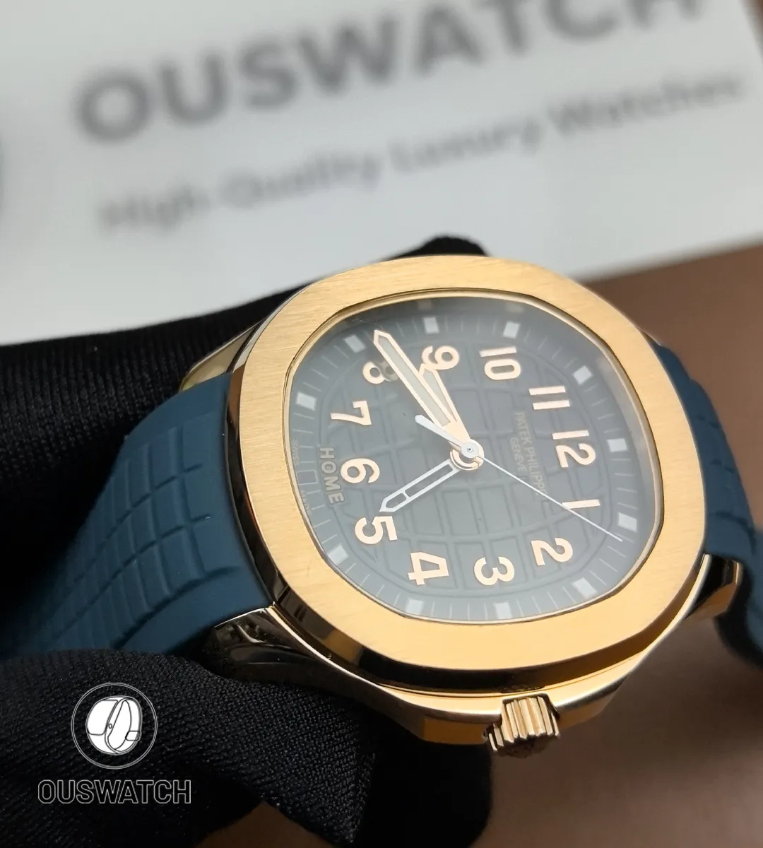 Tight close-up of the Aquanaut Travel Time bezel showing polished chamfers and bezel-to-case finishing.