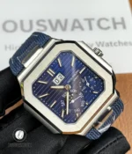 120° angle highlighting the 5822P’s case curvature and layered dial, accentuating depth and finish.