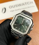 Patek Philippe Cubitus 5821-1A-001 45mm super clone luxury watch displayed in 75 degree angle highlighting case shape