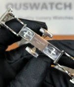 Open deployant clasp of Patek Philippe Cubitus 5821-1A-001 super clone watch showing inner folding mechanism