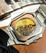 Patek Philippe Cubitus 5821-1A-001 super clone watch transparent caseback showing automatic movement structure