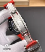 Unfolded view of the RM 055 red edition clasp, showing the precise folding mechanism and finishing details.