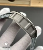 Side profile showing the RM 055 titanium case construction and the contrast between ceramic bezel and titanium caseband.