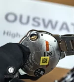 Rear view of the Ballon Bleu showing the caseback and edge finishing.