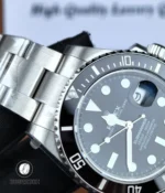Close-up of the lugs and bracelet connection on Rolex 126610LN, showing the fit, finishing, and case integration