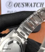 Inner side craftsmanship display of the Rolex 126610LN bracelet, highlighting link construction, finishing, and overall build quality