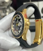 Side profile of the Rolex Yacht-Master 42 226658 super clone, highlighting the yellow-gold tone case shape and polished finish.