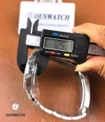 Case thickness measurement of Rolex Submariner replica 126610LN-0001, showing the watch profile and dimensional detail