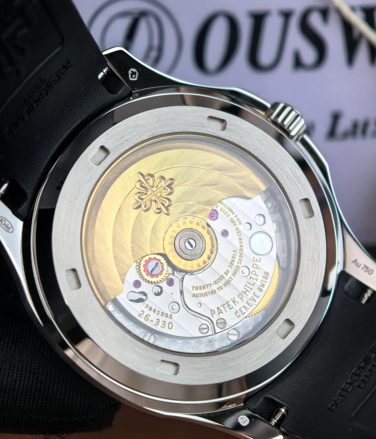 Close-up of the movement on a 5167A Aquanaut Replica watch