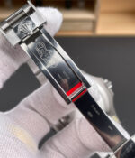 Rolex Yacht-Master 40 rhodium dial folding clasp detail shown in the unfolded position on the Oyster bracelet.