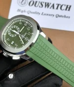 Macro image featuring the lugs and attached strap of the Patek 5968G super clone, emphasizing the seamless transition between case and band.