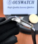 Side view of the case on a Patek Philippe Aquanaut 5167A-001 Black Strap Super Clone watch