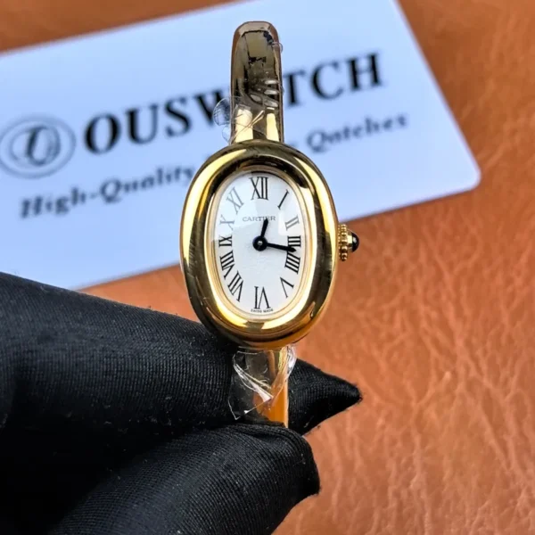 Front view of the Cartier Baignoire Mini watch WGBA0035.