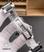 Clasp detail showing the stainless steel folding structure and double-push release.