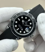 45-degree angled view of the Rolex White Gold Yacht-Master super clone watch.