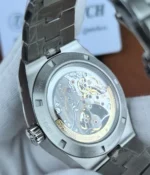 Rear view of the Vacheron Constantin Overseas Tourbillon Skeleton watch showing the transparent caseback.