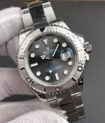 130-degree angle view of the Rolex Yacht-Master 40 126622 rhodium dial watch with platinum bezel.