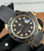Close‑up of black dial and date window on Yacht‑Master 126655 super clone
