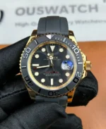 Ouswatch Yacht‑Master 126655 super clone Everose Gold Oysterflex front view under daylight