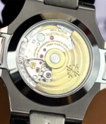 Rear view of the super clone Patek Nautilus 5726A-001, focusing on the case back and movement presentation with detailed finishing aesthetics.