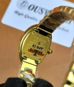 Close-up detail of the back of a yellow gold high-accuracy super clone Cartier Baignoire WGBA0013.