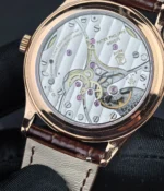 Rear view of the Patek Philippe Calatrava Rose Gold 6119R-001 showing the caseback.
